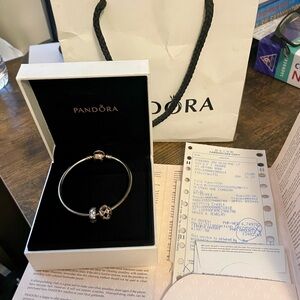 Pandora Bangle silver with rosegold plated lock